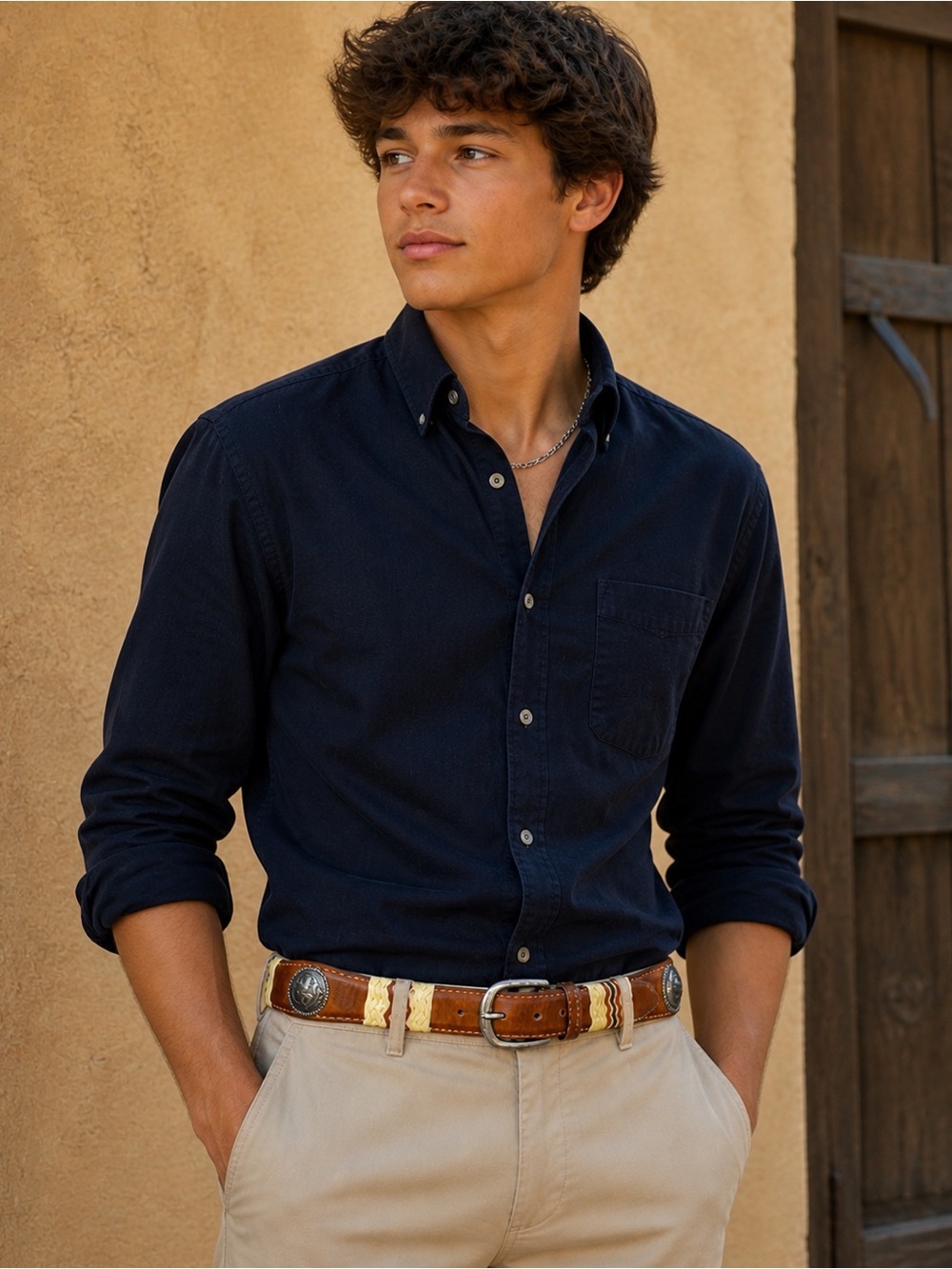 Tony Lama Concho Rawhide Leather and Snake Skin Belt